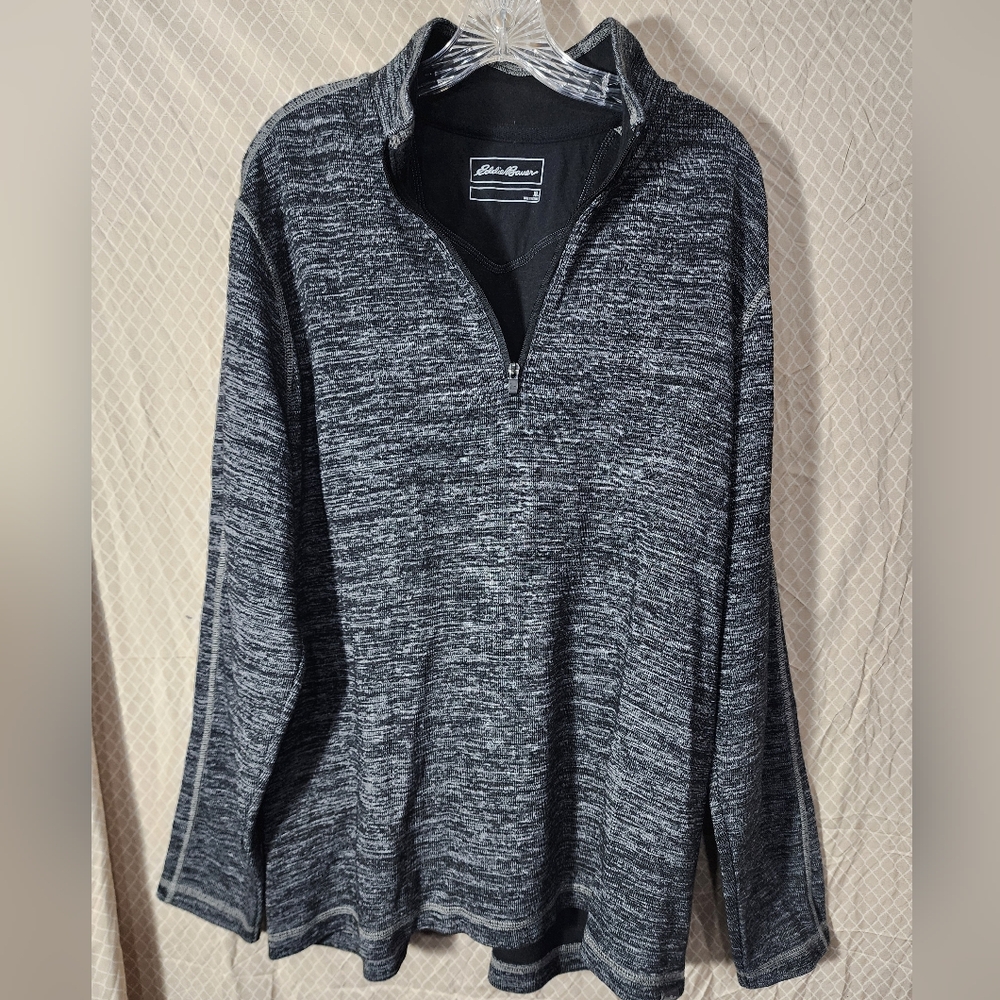 Eddie Bauer Charcoal Gray 3/4 Zip-Up Sweater Men's XL Used Great Shape